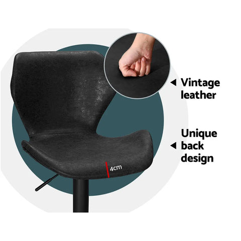 Artiss Bar Stools Kitchen Counter Stools Swivel Gas Lift Vintage Chairs Black x2 - Chez Guru