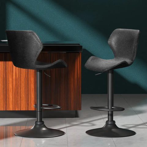Artiss Bar Stools Kitchen Counter Stools Swivel Gas Lift Vintage Chairs Black x2 - Chez Guru