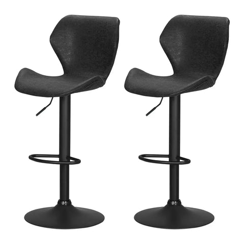 Artiss Bar Stools Kitchen Counter Stools Swivel Gas Lift Vintage Chairs Black x2 - Chez Guru
