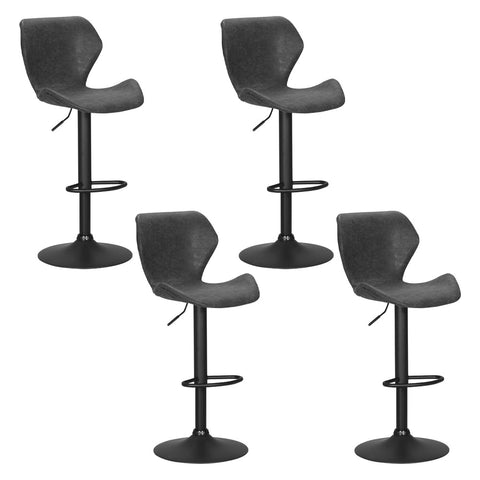 Artiss 4x Bar Stools Vintage Leather Gas Lift Black Chez Guru