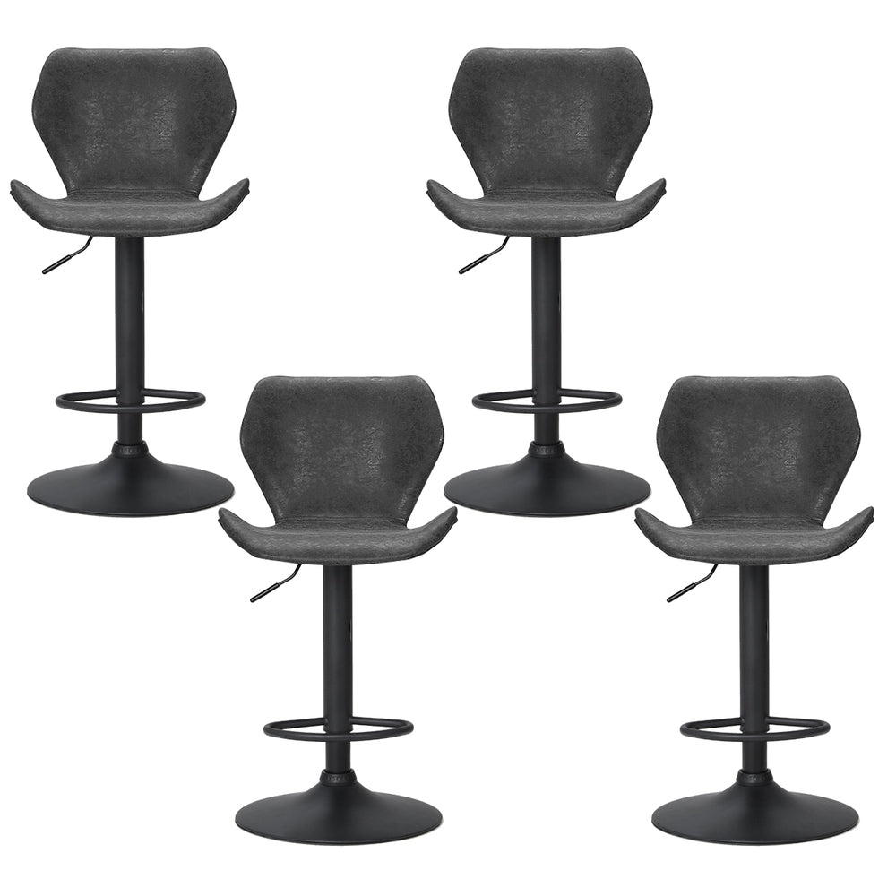 Artiss 4x Bar Stools Vintage Leather Gas Lift Black Chez Guru