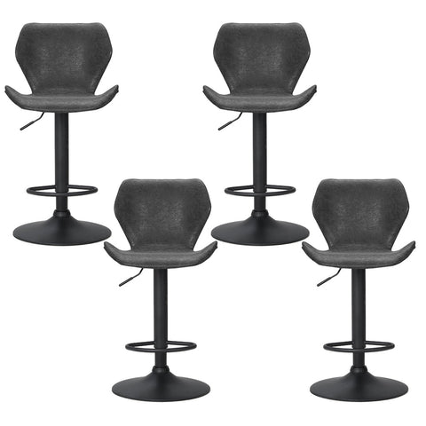 Artiss 4x Bar Stools Vintage Leather Gas Lift Black Chez Guru