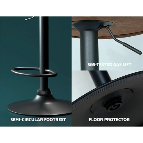 Artiss Bar Stools Kitchen Counter Stools Swivel Gas Lift Vintage Chairs Brown x2 - Chez Guru