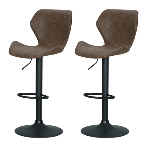 Artiss Bar Stools Kitchen Counter Stools Swivel Gas Lift Vintage Chairs Brown x2 - Chez Guru