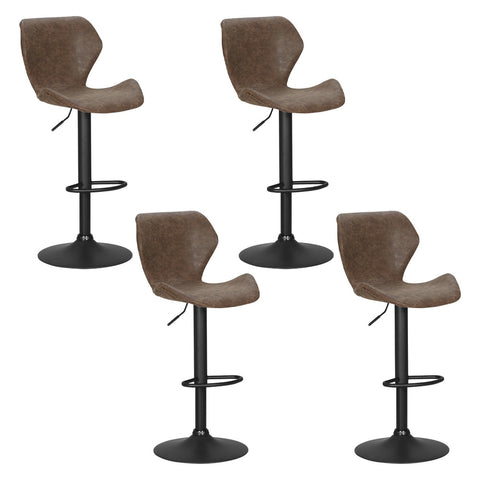 Artiss 4x Bar Stools Vintage Leather Gas Lift Brown Chez Guru
