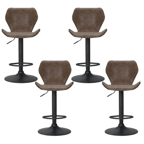 Artiss 4x Bar Stools Vintage Leather Gas Lift Brown Chez Guru