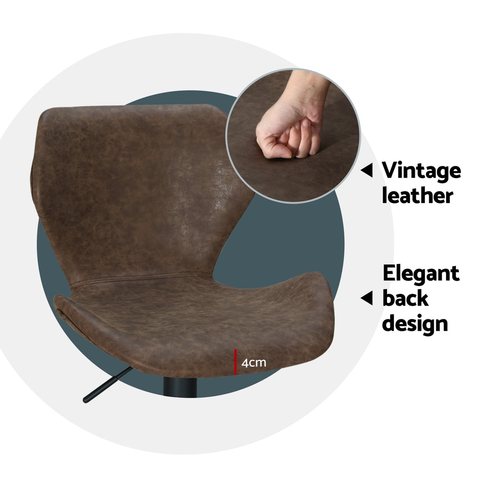 Artiss 4x Bar Stools Vintage Leather Gas Lift Brown Chez Guru