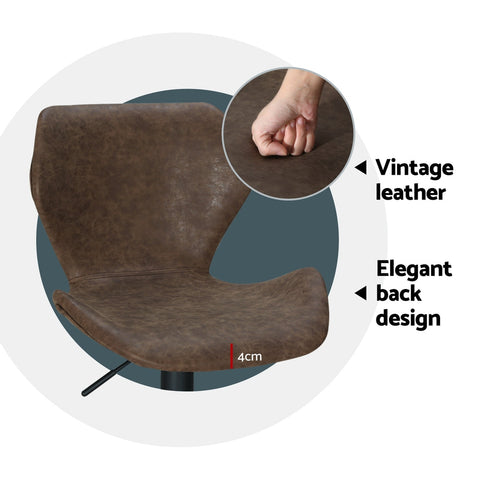 Artiss 4x Bar Stools Vintage Leather Gas Lift Brown Chez Guru
