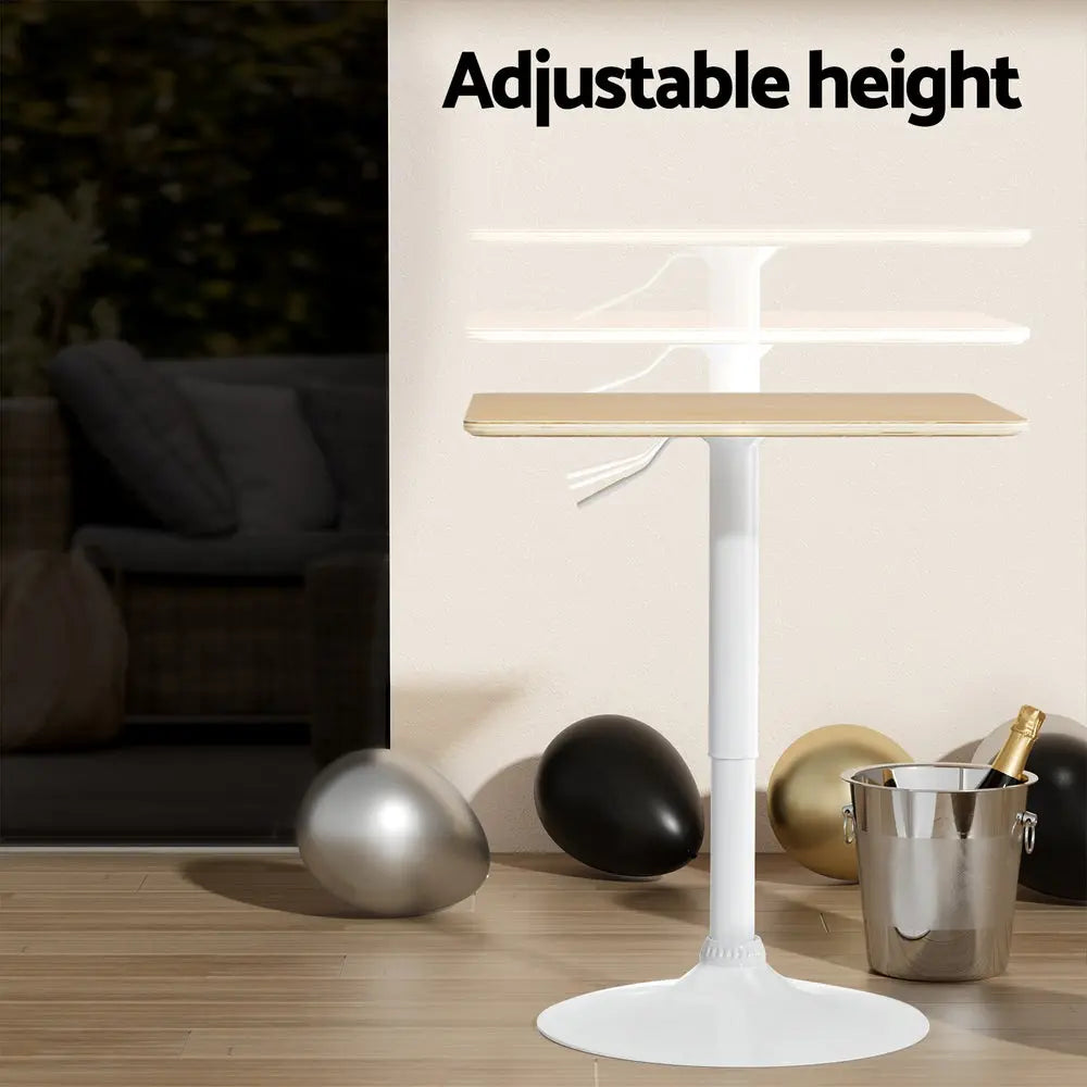 Artiss Bar Table Swivel Base Gas Lift Counter Dining Table 60CM Square Pine Chez Guru