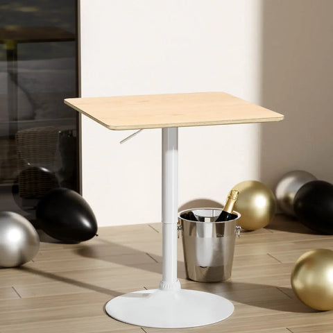 Artiss Bar Table Swivel Base Gas Lift Counter Dining Table 60CM Square Pine Chez Guru