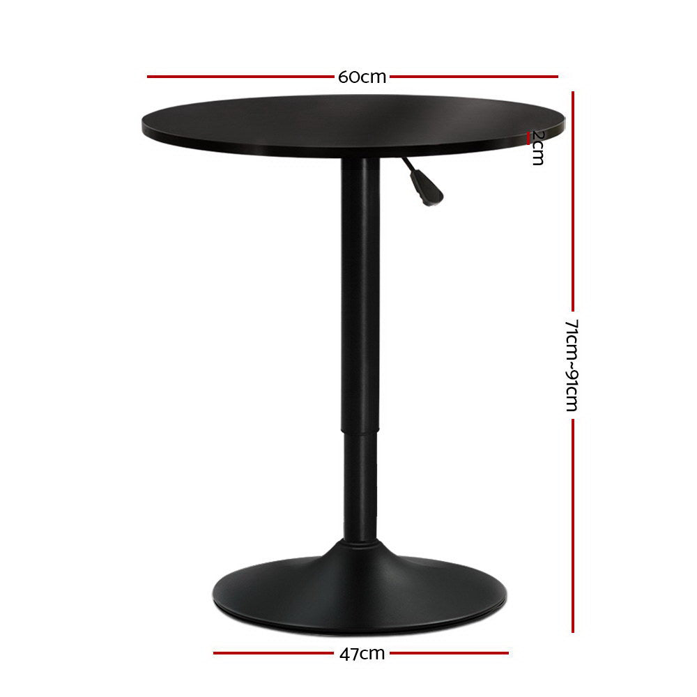 Artiss Bar Table Gas Lift Round Black Chez Guru