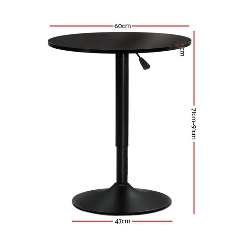 Artiss Bar Table Gas Lift Round Black Chez Guru