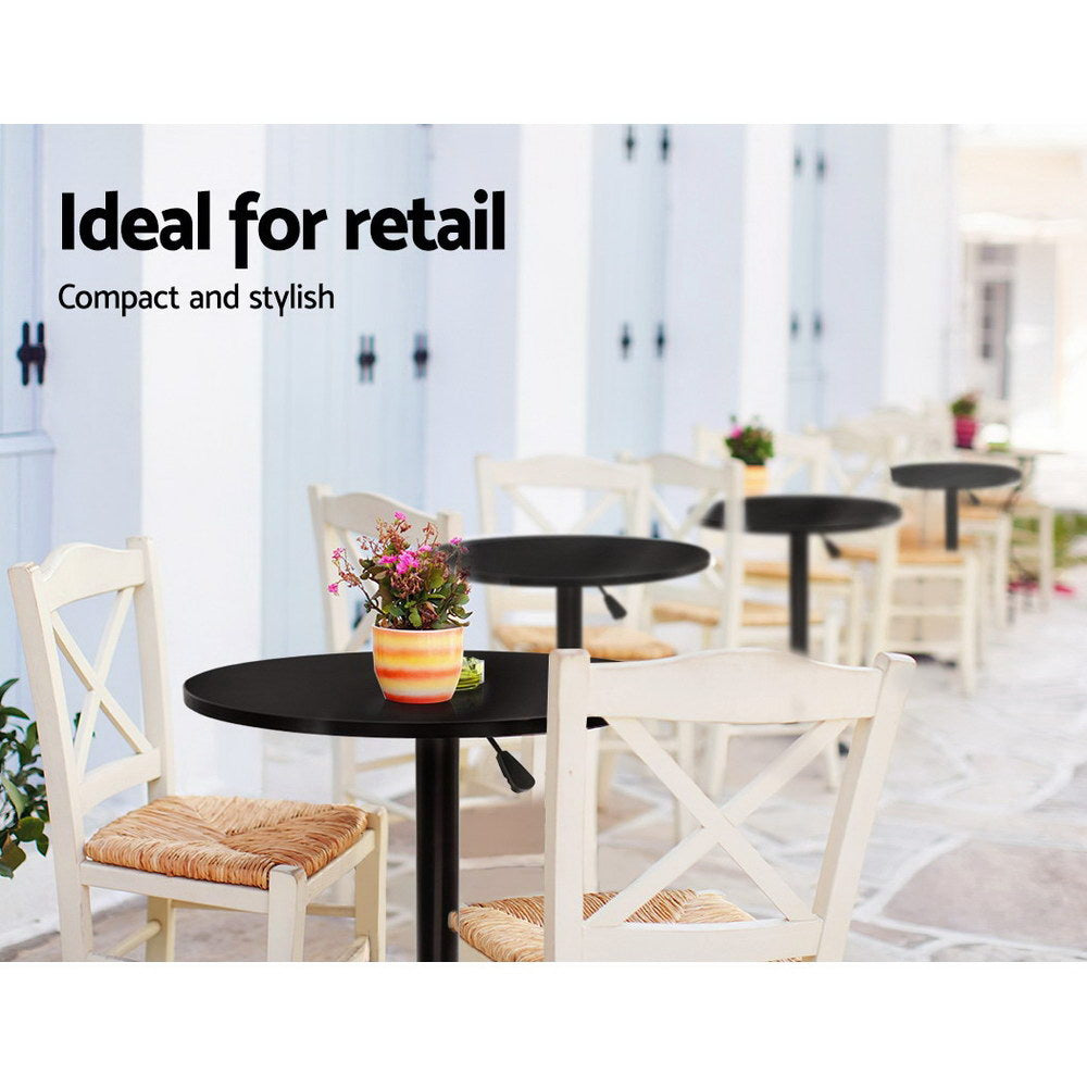 Artiss Bar Table Gas Lift Round Black Chez Guru