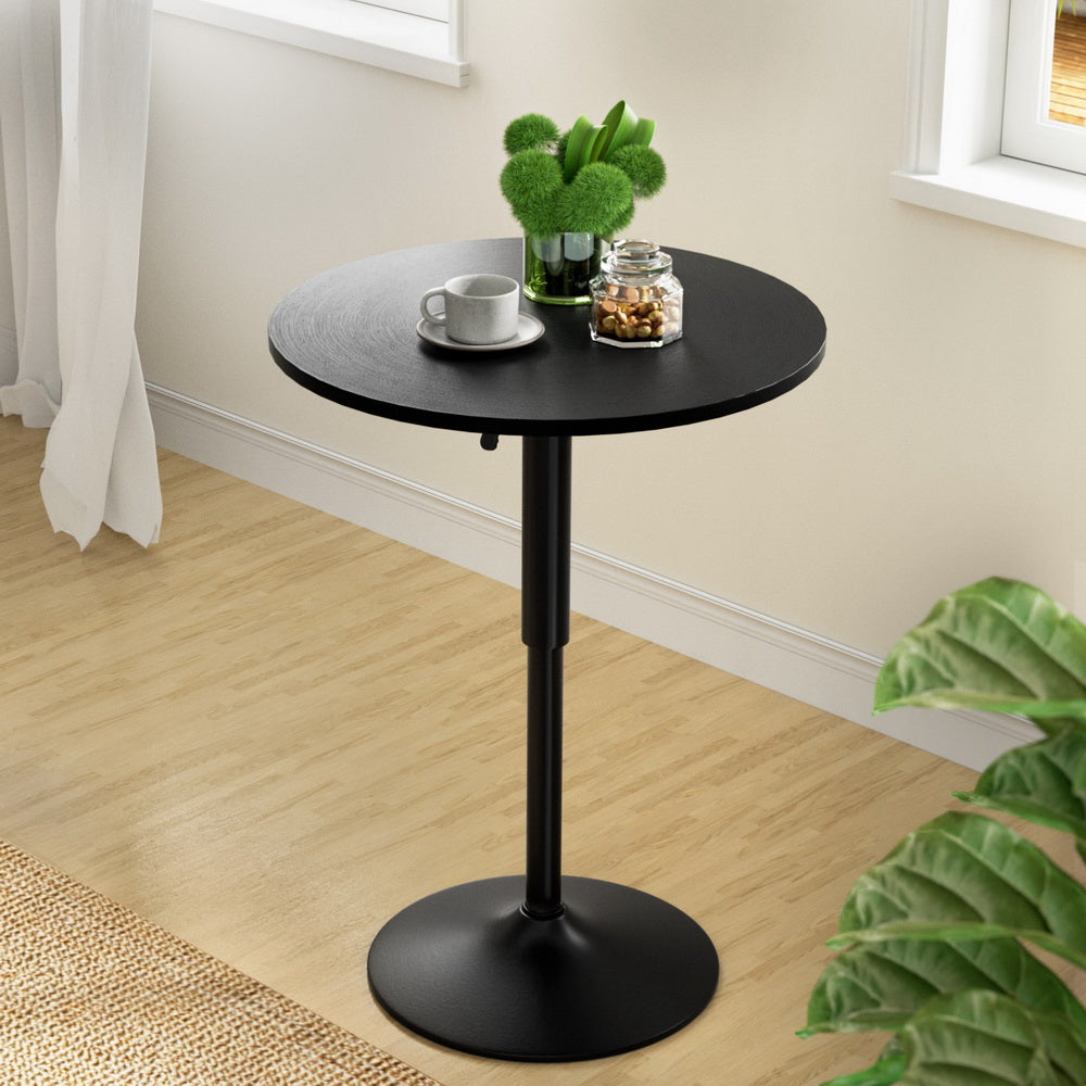 Artiss Bar Table Gas Lift Round Black Chez Guru