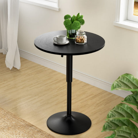 Artiss Bar Table Gas Lift Round Black Chez Guru