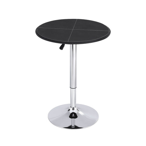 Artiss Bar Table Round Swivel Height Adjustable 62cm Modern PVC Leather Black