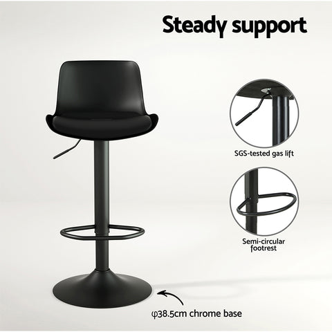 Artiss 2x Bar Stools Padded Seat Gas Lift Black
