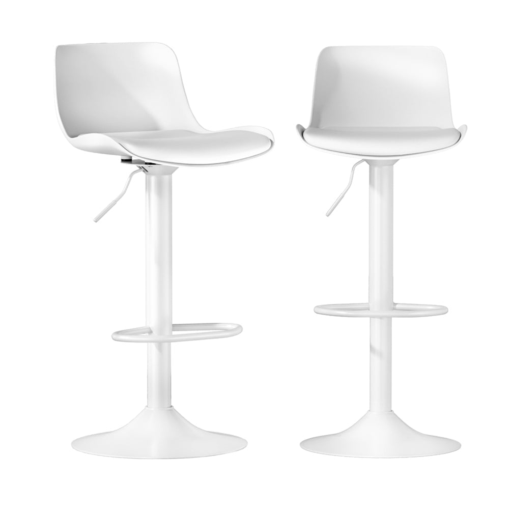 Artiss Bar Stools Kitchen Swivel Gas Lift Stool Leather Dining Chairs White x2 Chez Guru