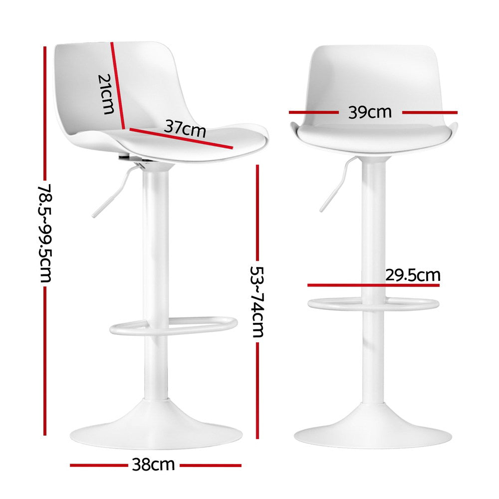 Artiss Bar Stools Kitchen Swivel Gas Lift Stool Leather Dining Chairs White x2 Chez Guru