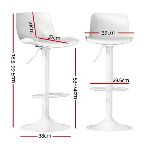 Artiss Bar Stools Kitchen Swivel Gas Lift Stool Leather Dining Chairs White x2 Chez Guru