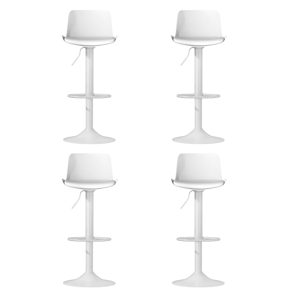 4x Artiss Bar Stools Kitchen Swivel Gas Lift Stool Leather Dining Chairs White Chez Guru