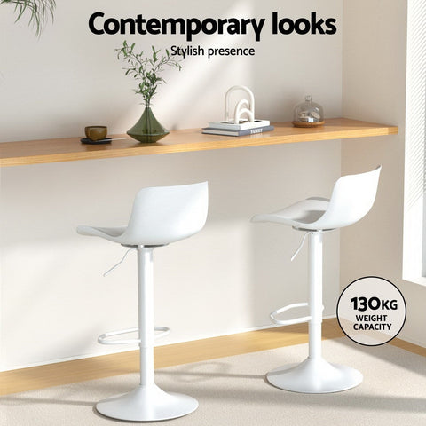 4x Artiss Bar Stools Kitchen Swivel Gas Lift Stool Leather Dining Chairs White Chez Guru