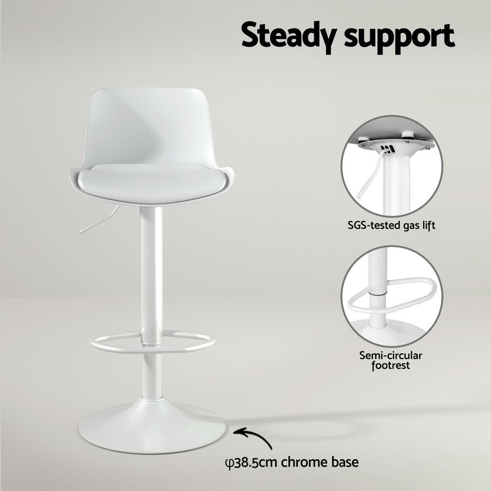 4x Artiss Bar Stools Kitchen Swivel Gas Lift Stool Leather Dining Chairs White Chez Guru