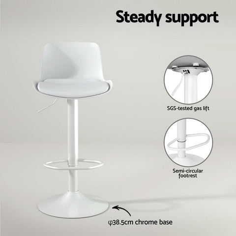 4x Artiss Bar Stools Kitchen Swivel Gas Lift Stool Leather Dining Chairs White Chez Guru
