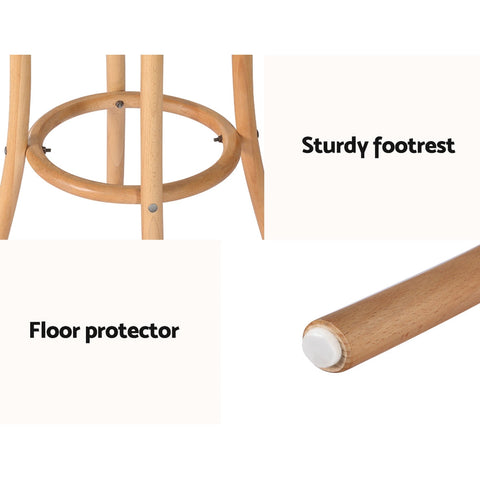 Artiss 2x Bar Stoosl Rattan Seat Wooden Chez Guru