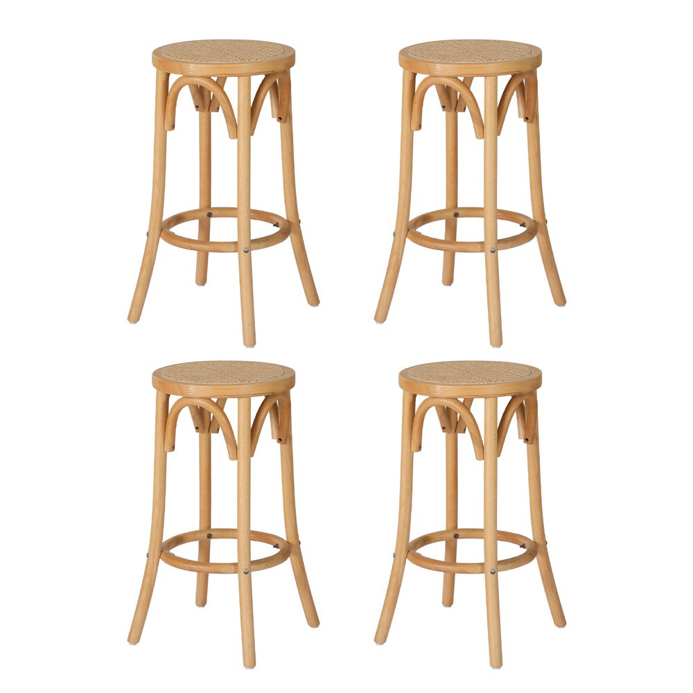 Artiss 4x Bar Stoosl Rattan Seat Wooden Chez Guru