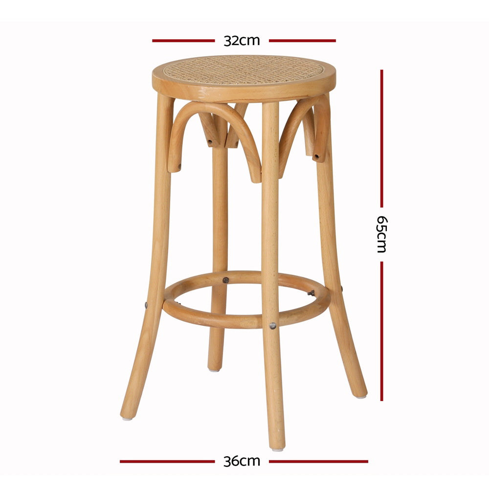 Artiss 4x Bar Stoosl Rattan Seat Wooden Chez Guru