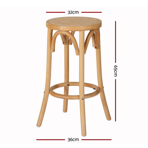 Artiss 4x Bar Stoosl Rattan Seat Wooden Chez Guru