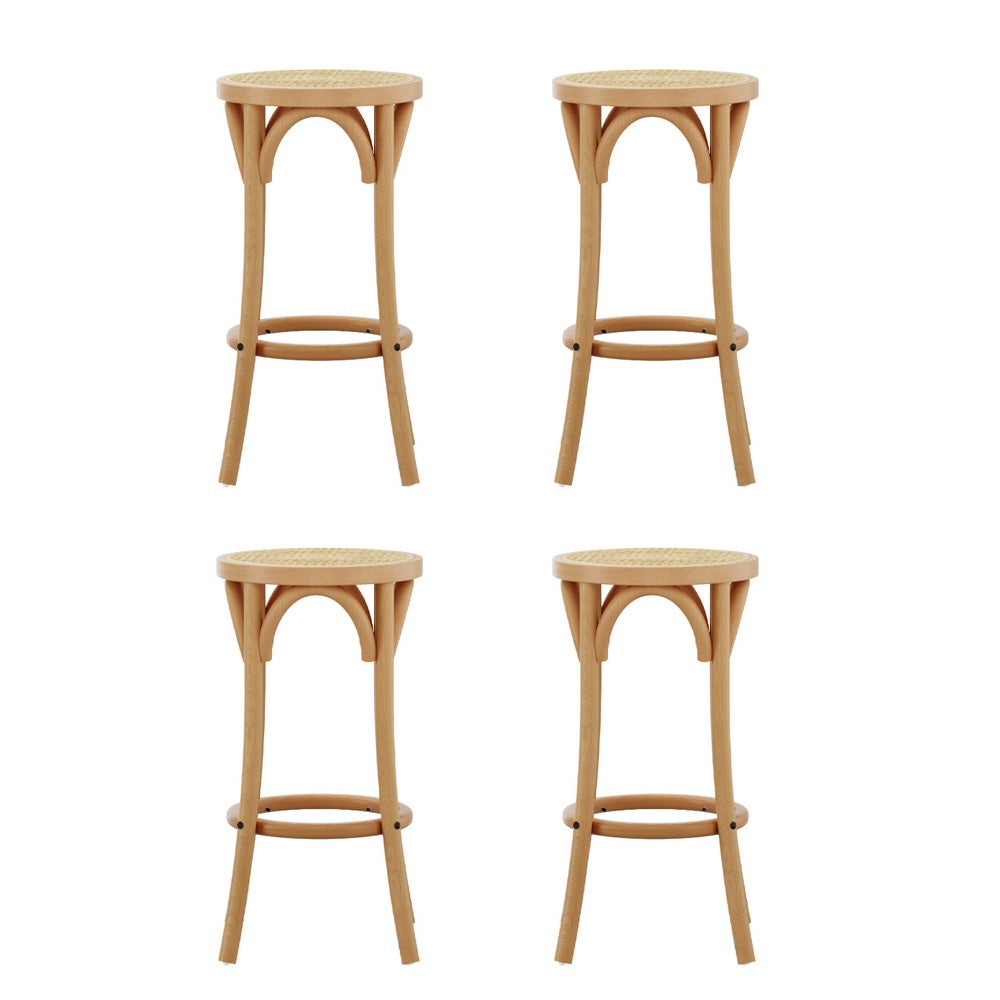 Artiss 4x Bar Stoosl Rattan Seat Wooden Chez Guru