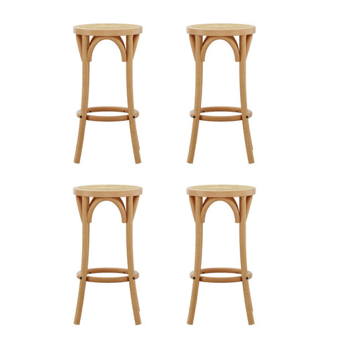 Artiss 4x Bar Stoosl Rattan Seat Wooden Chez Guru