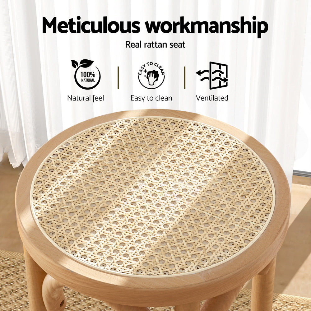 Artiss 4x Bar Stoosl Rattan Seat Wooden Chez Guru