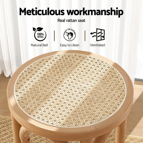 Artiss 4x Bar Stoosl Rattan Seat Wooden Chez Guru