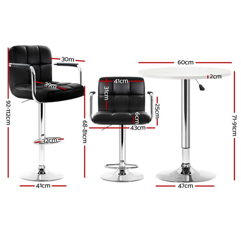 Artiss Bar Table and Stools Set Dining Desk Kitchen Chairs Cafe Pub Chez Guru