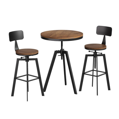 Artiss Bar Table and Stools Set Dining Desk Industrial Kitchen Chairs Cafe Pub Chez Guru