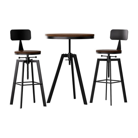 Artiss Bar Table and Stools Set Dining Desk Industrial Kitchen Chairs Cafe Pub Chez Guru