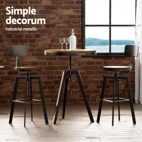 Artiss Bar Table and Stools Set Dining Desk Industrial Kitchen Chairs Cafe Pub Chez Guru