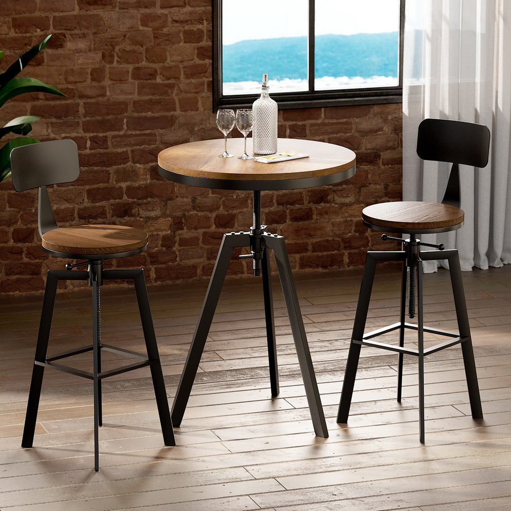 Artiss Bar Table and Stools Set Dining Desk Industrial Kitchen Chairs Cafe Pub Chez Guru