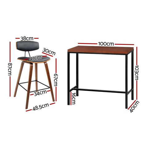 Artiss Bar Table and Stools Set Dining Desk Kitchen Chairs Cafe Pub Chez Guru