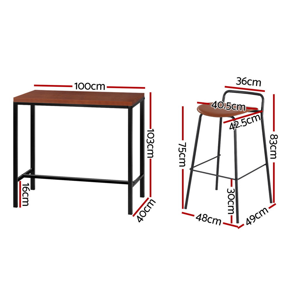 Artiss Bar Table and Stools Set Dining Desk Kitchen Chairs Cafe Pub Chez Guru