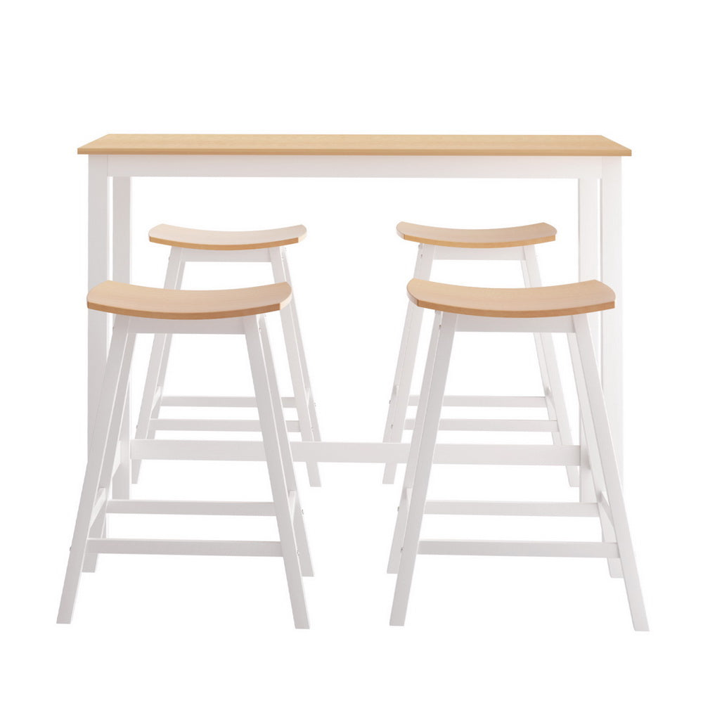Artiss Bar Table and Stools Set Dining Desk Solid Wood Kitchen Chairs Cafe Pub Chez Guru