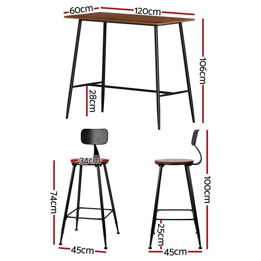 Artiss Bar Table and Stools Set Dining Desk Kitchen Chairs Cafe Pub Chez Guru