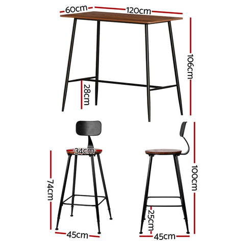Artiss Bar Table and Stools Set Dining Desk Kitchen Chairs Cafe Pub Chez Guru