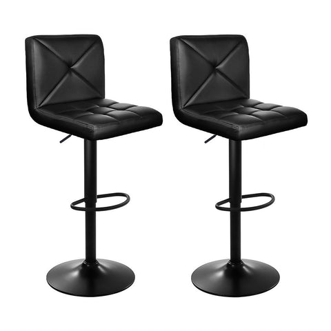 Artiss 2x Bar Stools Kitchen Dining Chairs Gas Lift Stool Leather Black Chez Guru