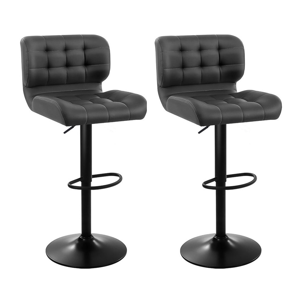 Artiss 2x Bar Stools Gas Lift Leather Padded Grey Chez Guru