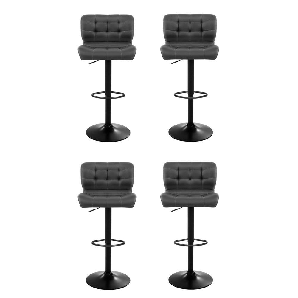 Artiss 4x Bar Stools Gas Lift Leather Padded Grey Chez Guru
