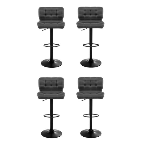 Artiss 4x Bar Stools Gas Lift Leather Padded Grey Chez Guru